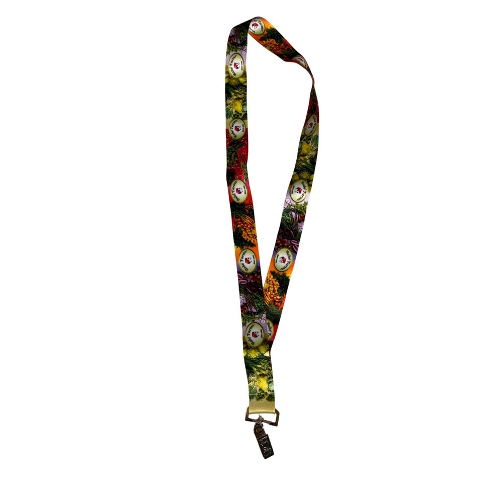 Babe Farms Vegetable Print Lanyard ID Badge Holder Multi Color Produce Graphic